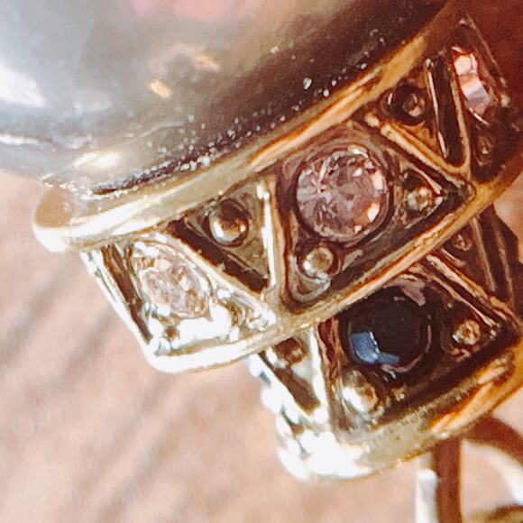 Signed Heidi Daus Gold Tone Crystal Pearl Drop Clip On Earrings VTG Swarovski? - Picture 17 of 17